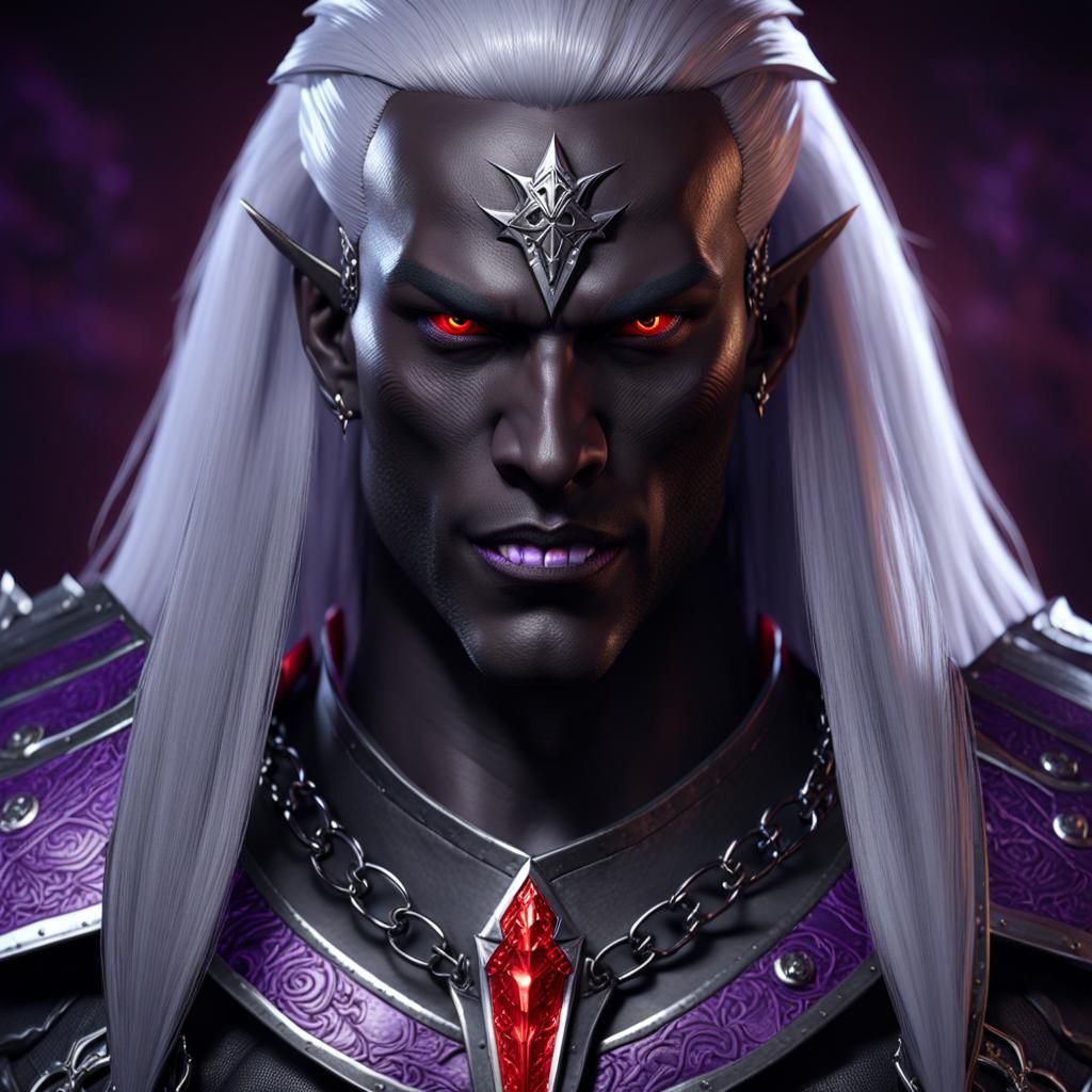 Detailed Drow Warrior with Enchanted Daggers