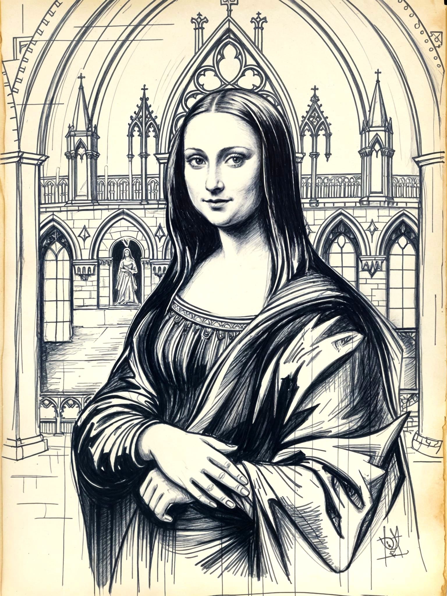 Minion Mona Lisa: Charcoal Sketch in Classic Style