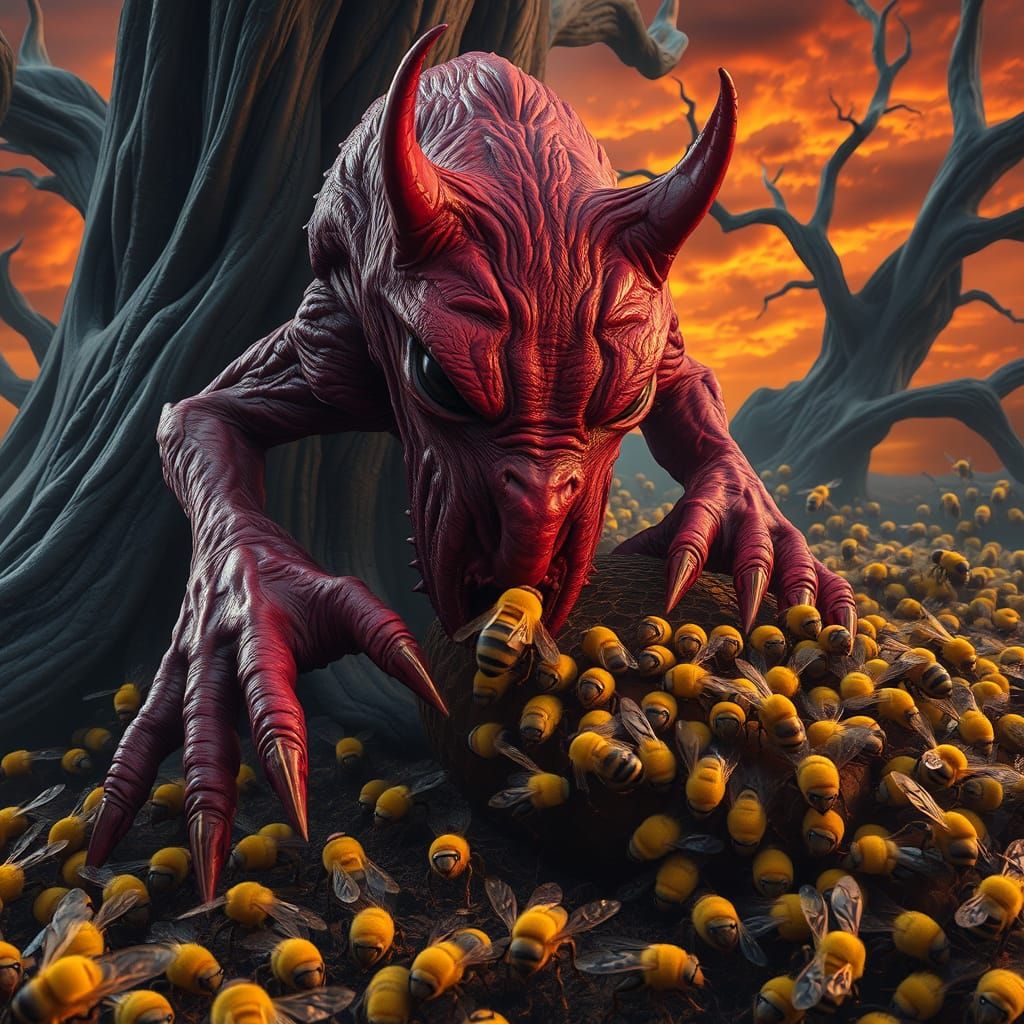 Crimson Creature Desecrates Hive in a Twisted, Ancient Lands...