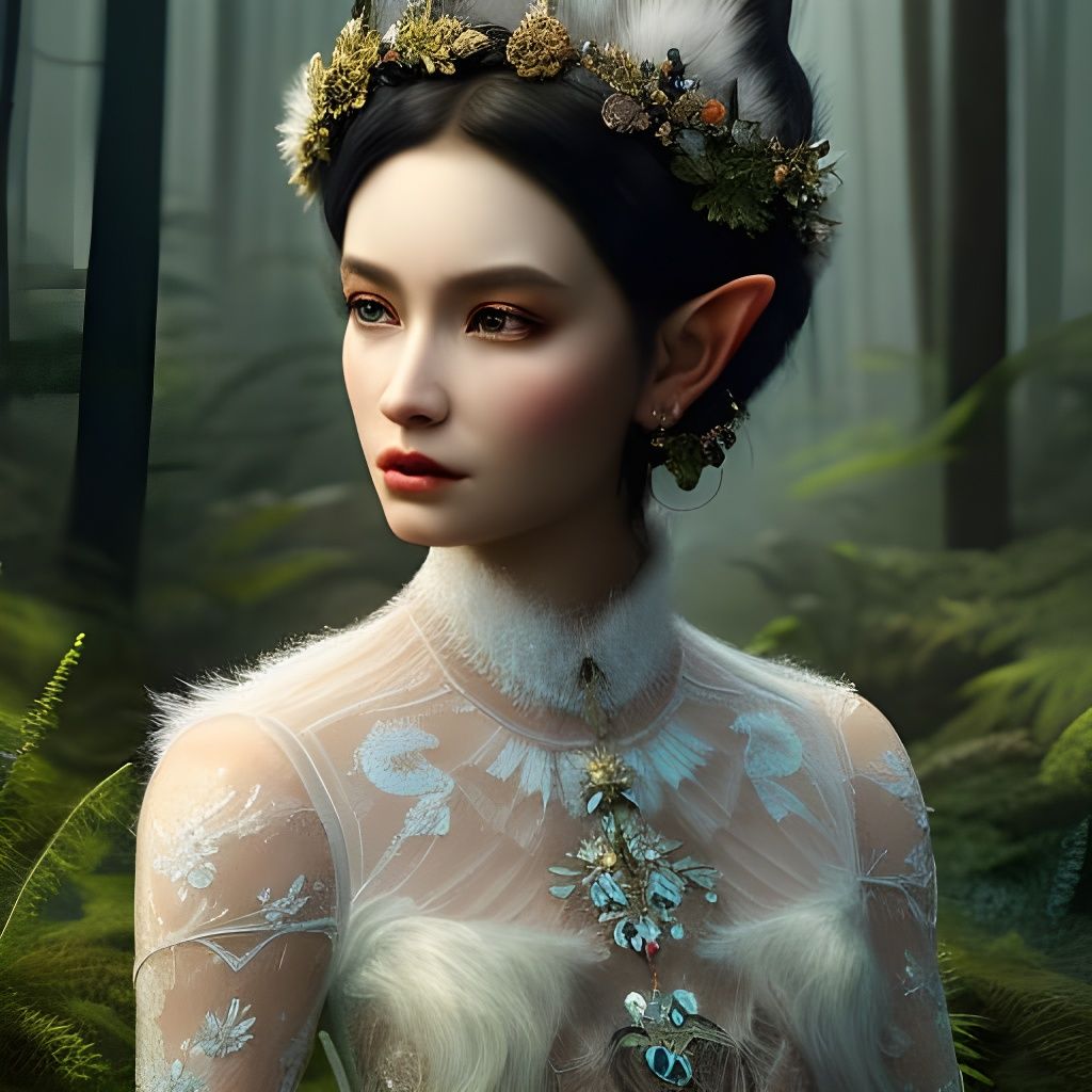 Detailed Elf Portrait in Sunny Forest