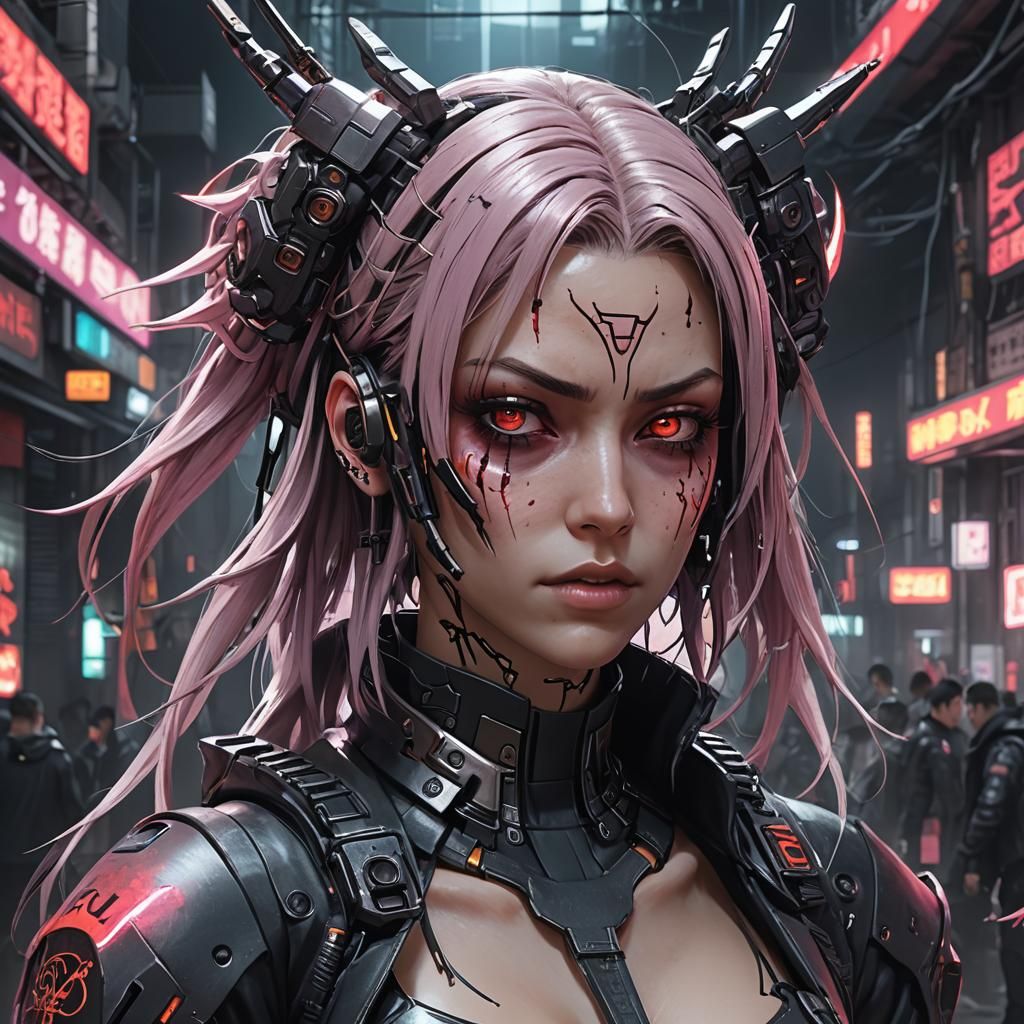 Cyberpunk Anime Girl: 3D Concept Art