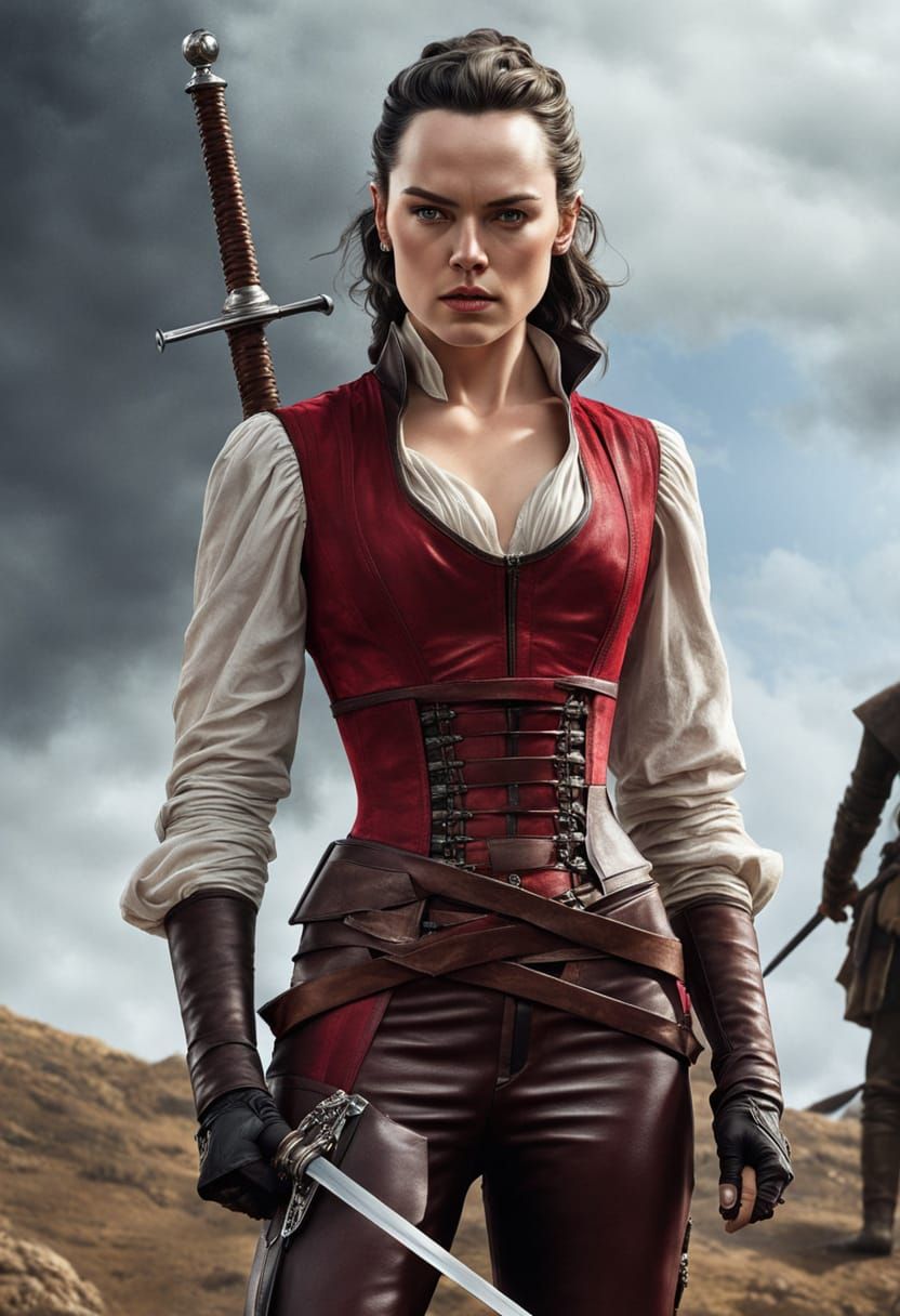 Realistic Portrait of a Fantasy Warrior with Sword