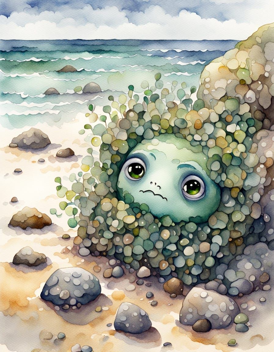 Rocks Form a Mysterious, Seaweed-Haired Face on a Windswept ...