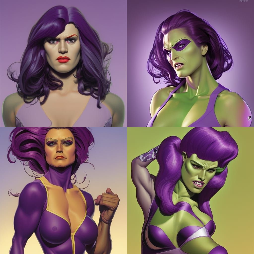 She-Hulk Portrait in Comic Book Style