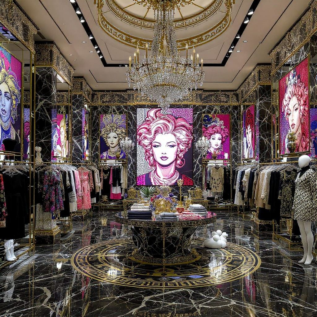 Luxurious Versace Store in Black Marble