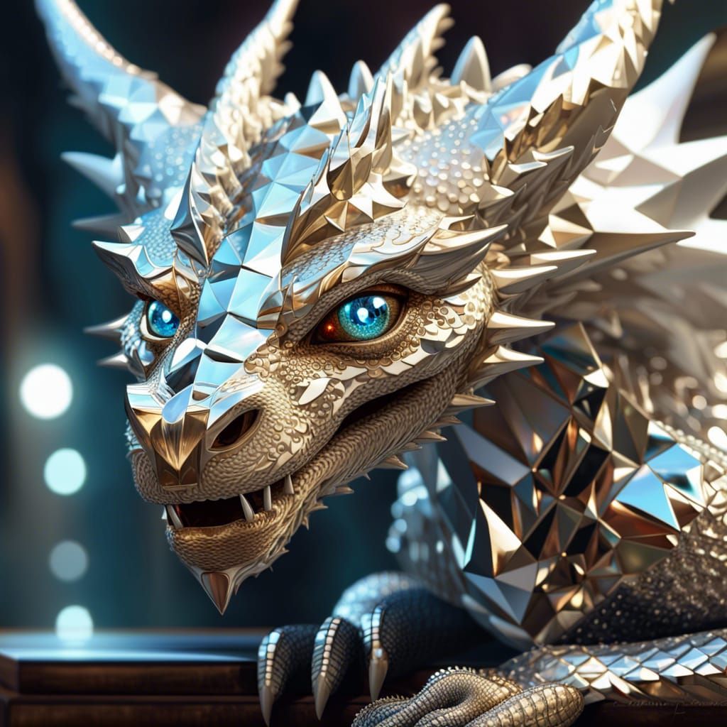 Hyperdetailed Diamond Dragon Portrait in 3D