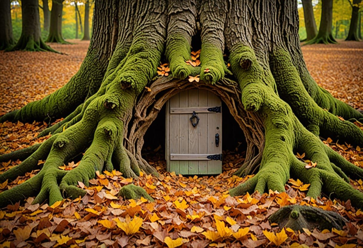 Miniature Doorway in Ancient Oak Root System