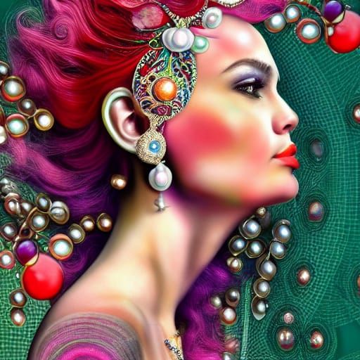 Intricate Flowing Face: Hyper-Realistic Collage Illustration