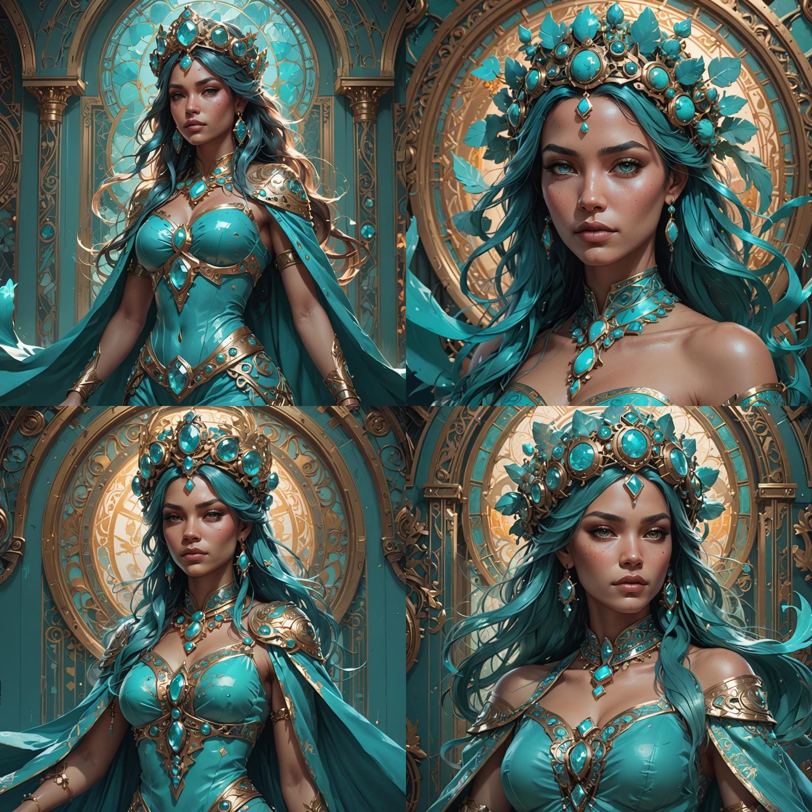 Turquoise Queen Portrait in Dynamic Lighting