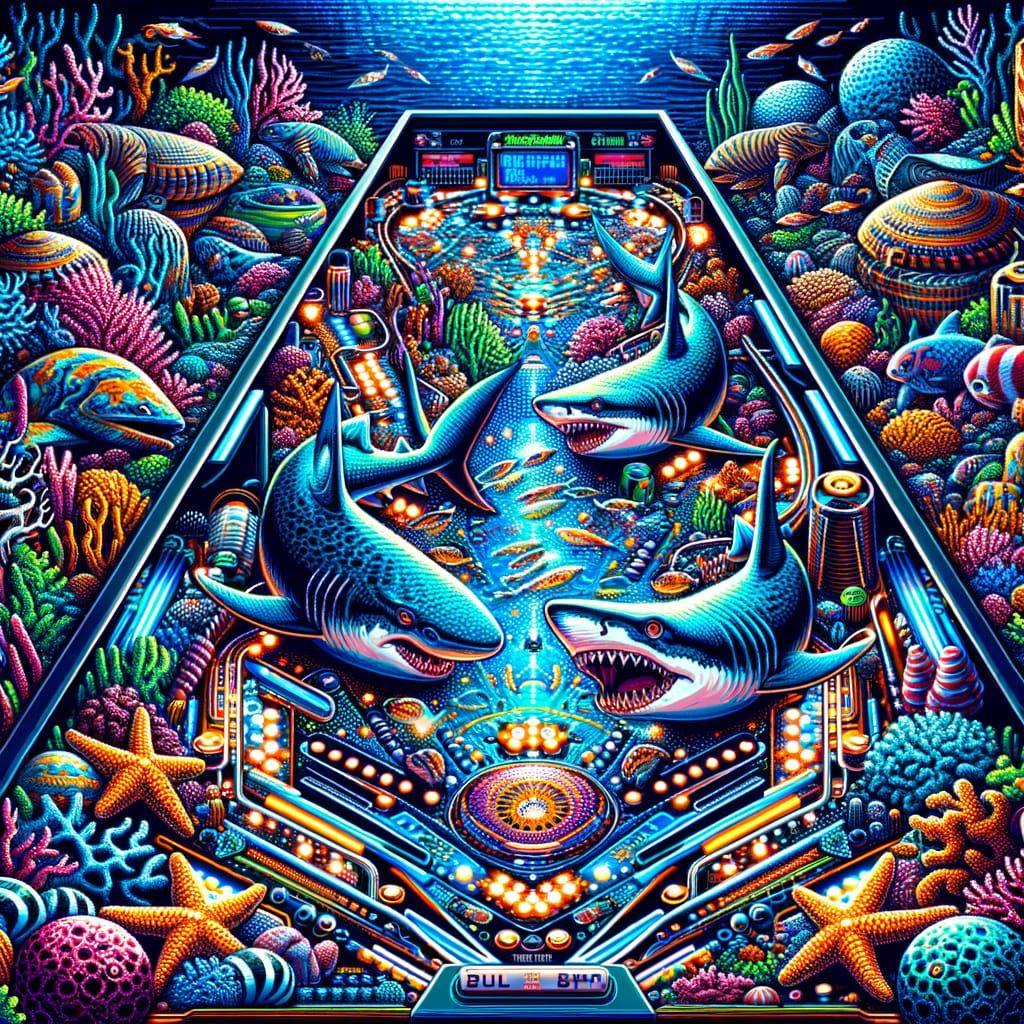 Vibrant 8-Bit Pixel Art Marine Pinball Game