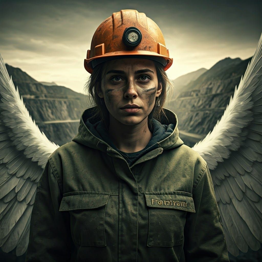 Guardian Angel Overlooks Abandoned Quarry in Photorealistic ...