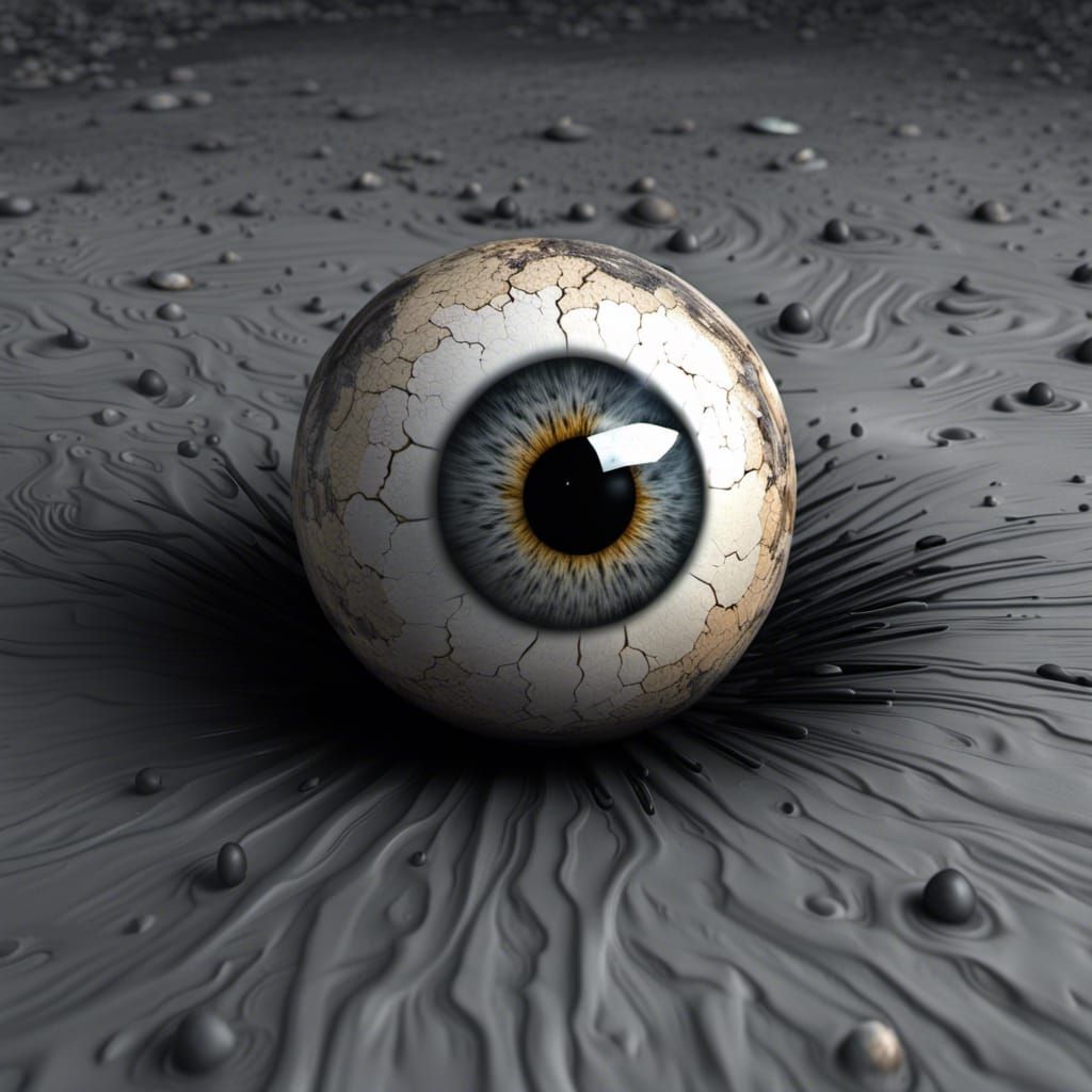 Creepy Eyeball Orb in Stormy Graffiti Style