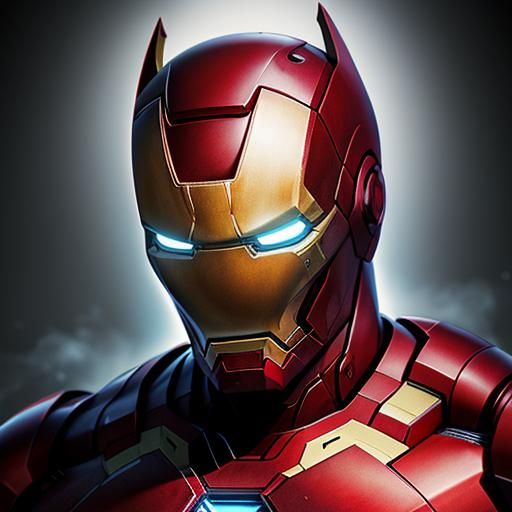 Hyperrealistic Batboy Iron Man Splash Art