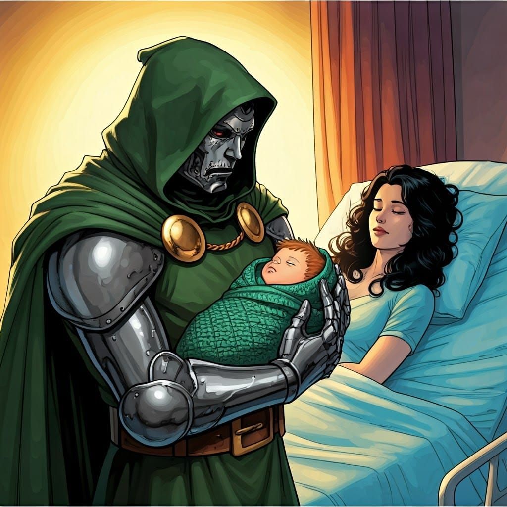 Doctor Doom is in the hospital holding his brand new baby so...