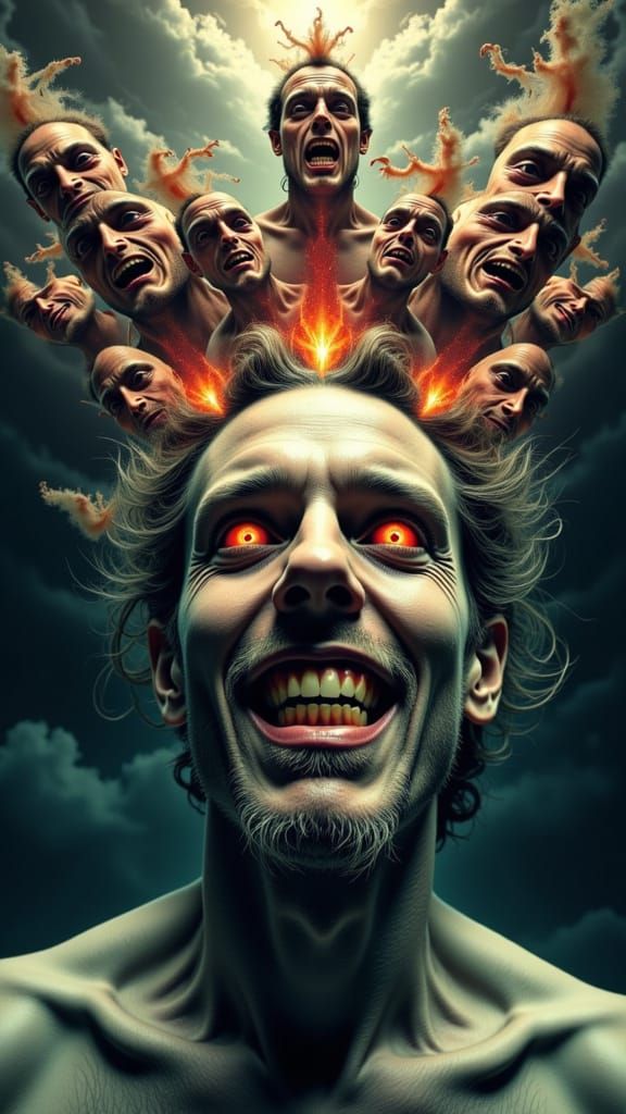 Creepy Fractal Faced Man in Analog Horror Style