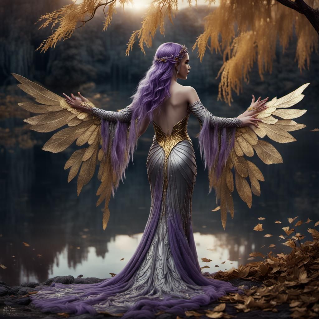 Queen Fae in Haunted Autumn Landscape