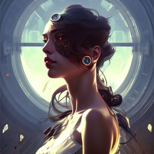 City Reflection Portrait in Hyperdetailed Style