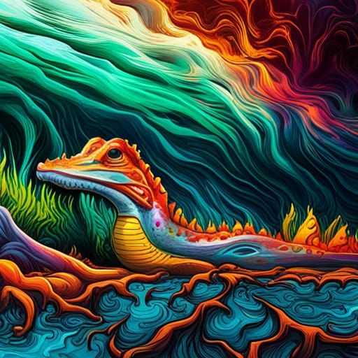Colorful Graffiti Crocodile in 8k Ultra Quality