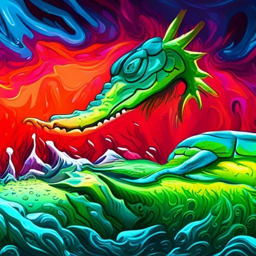 Graffiti Crocodile in 8k Ultra Quality