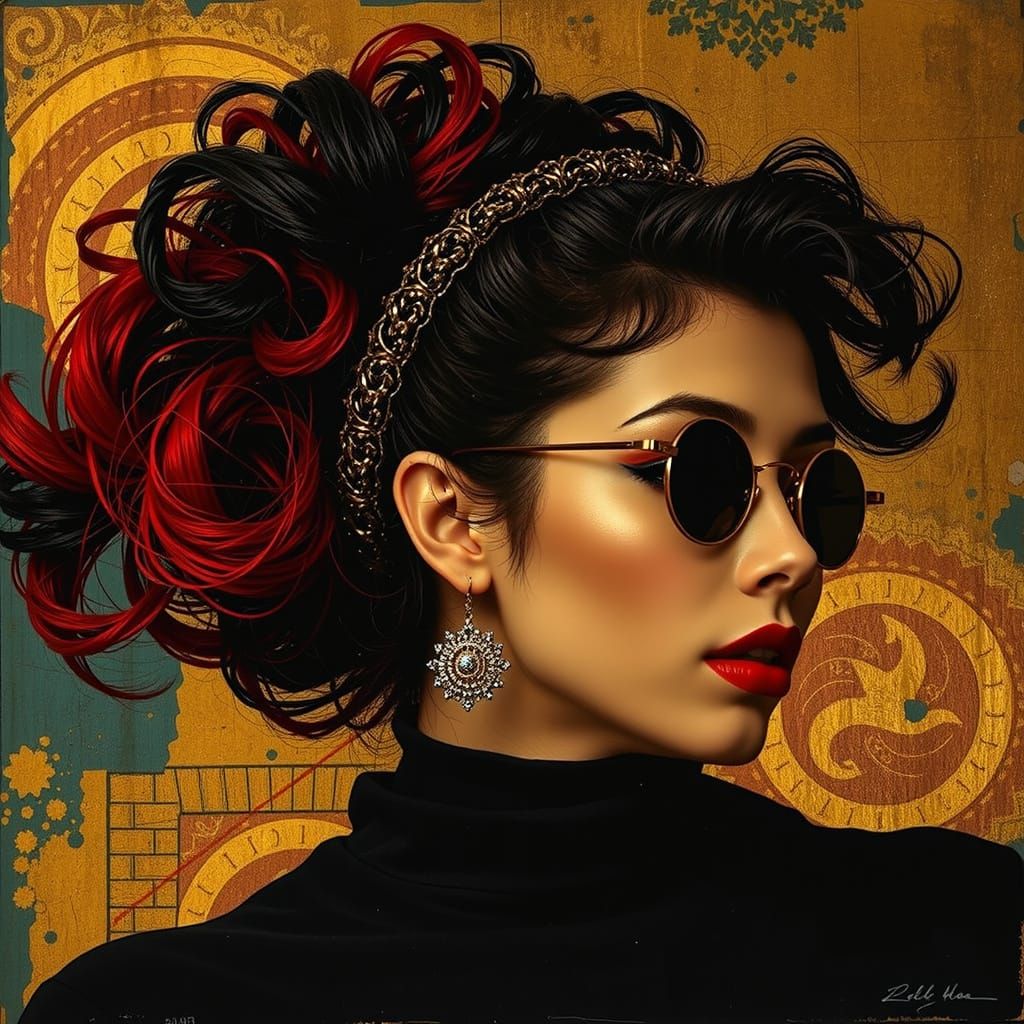 Abstract Swirling Reds and Crimson in Twisted Forms