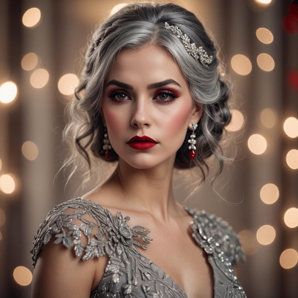 Glamorous Woman in Beaded Gown: Fashion Photography