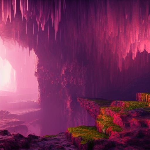 Fantastical Crystal Caves in Detailed Matte Painting
