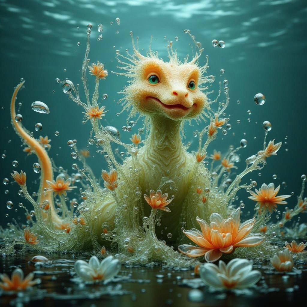 Neon Dinosaur in Iridescent Sphere, Futuristic Style