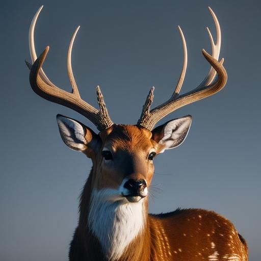Deer with antlers outside