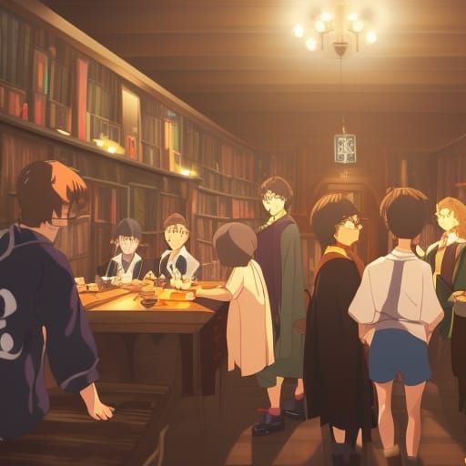 Harry Potter Frat Party in Anime Style