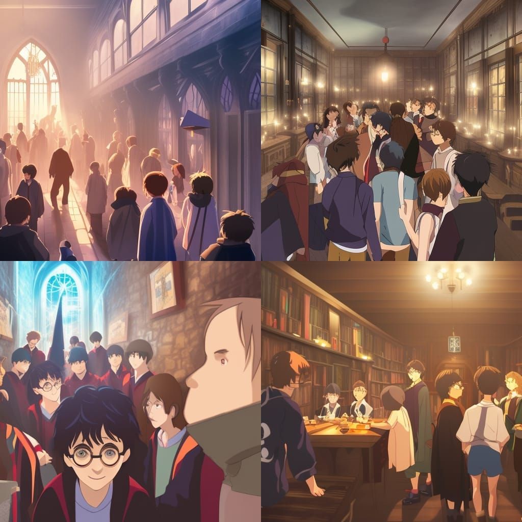 Harry Potter Frat Party in Studio Ghibli Style