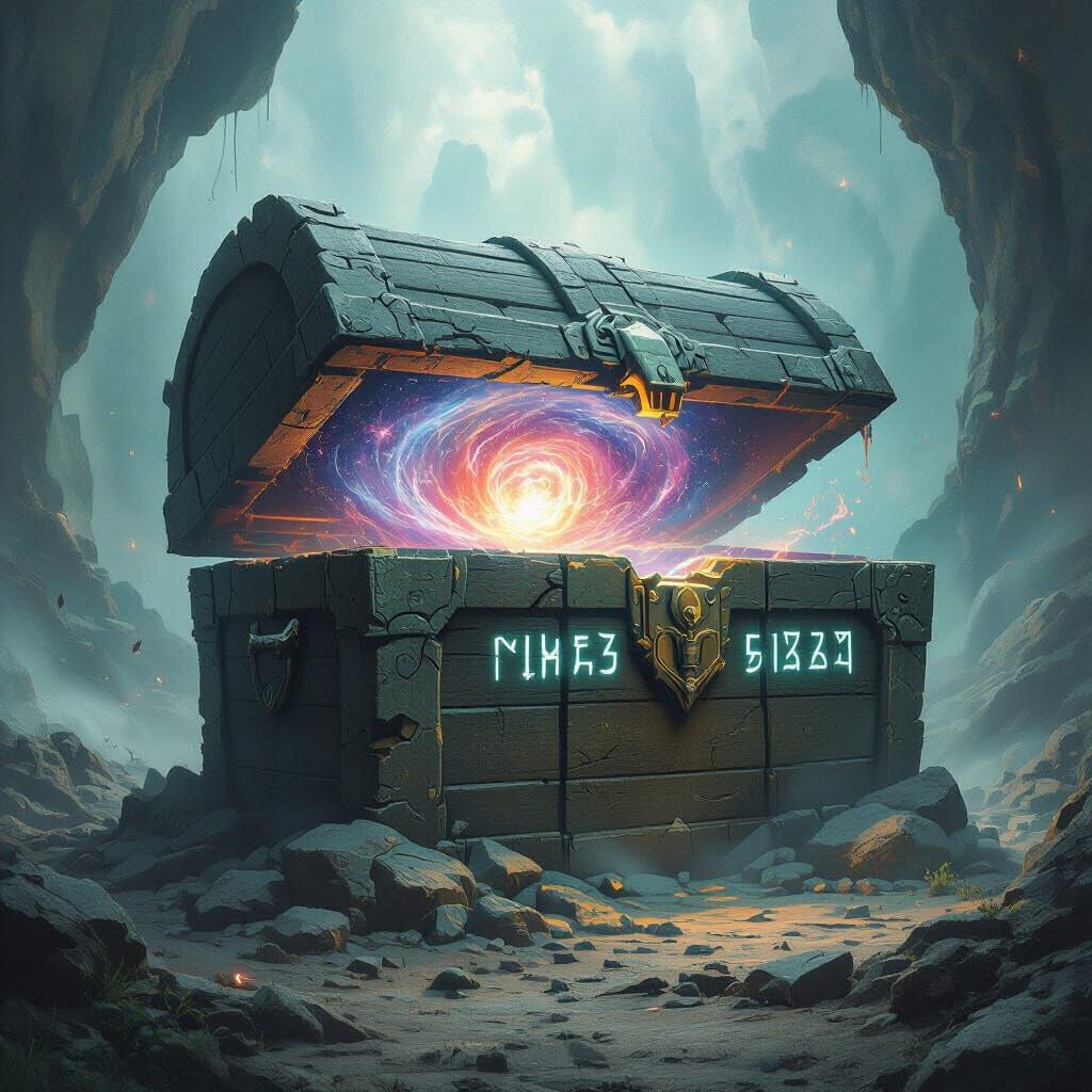 Cosmic Vortex Unleashed from Ancient Stone Chest