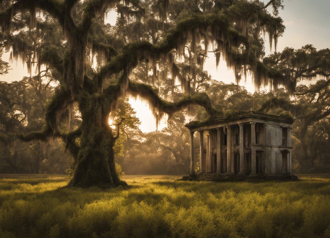 Southern Plantation Ruins at Magic Hour