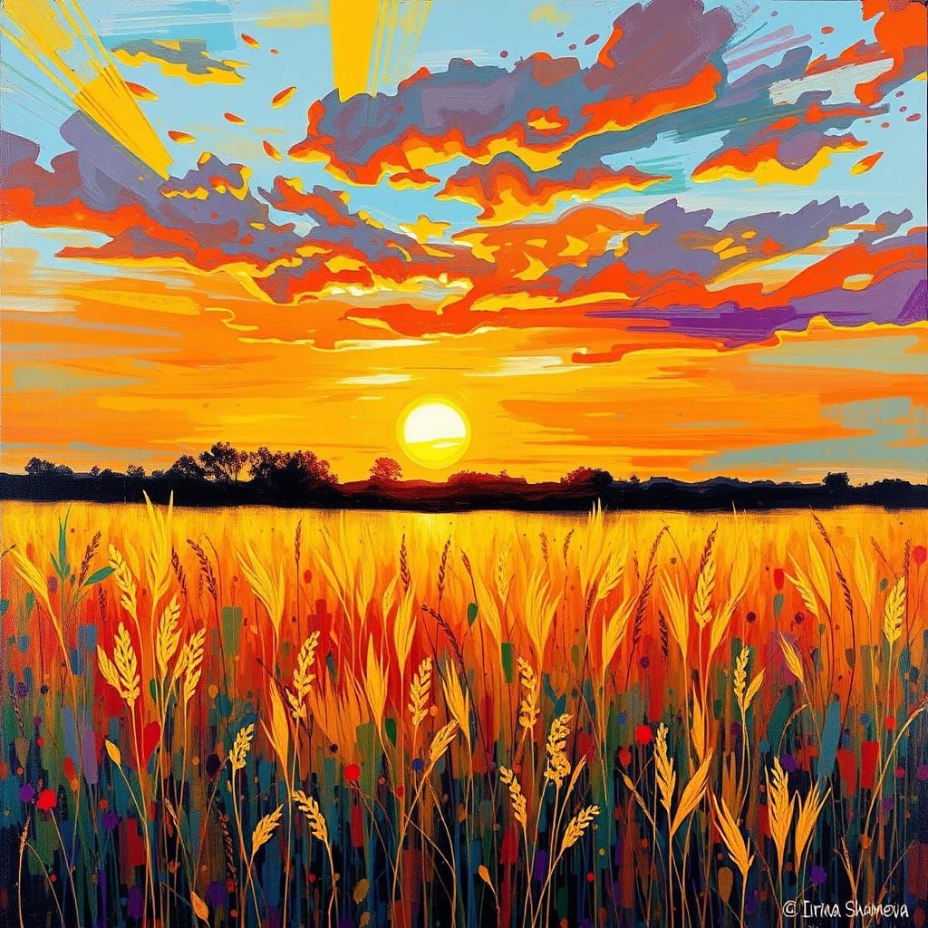 Golden Rye Field in Liminal Graffiti Art Style