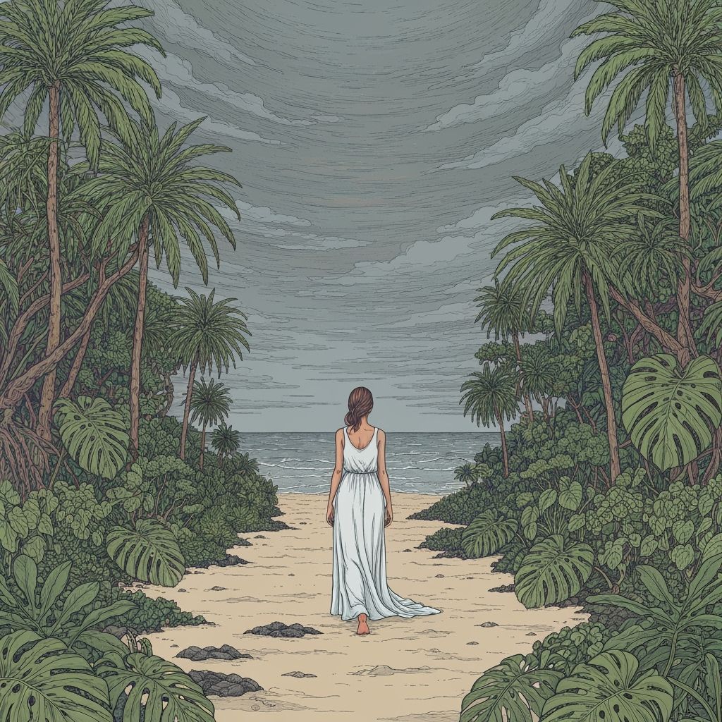 Woman on Stormy Beach, James Jean Style