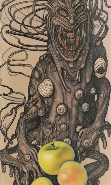 Giger Comic Book Style Fruit Bowl with Creepy Garfield