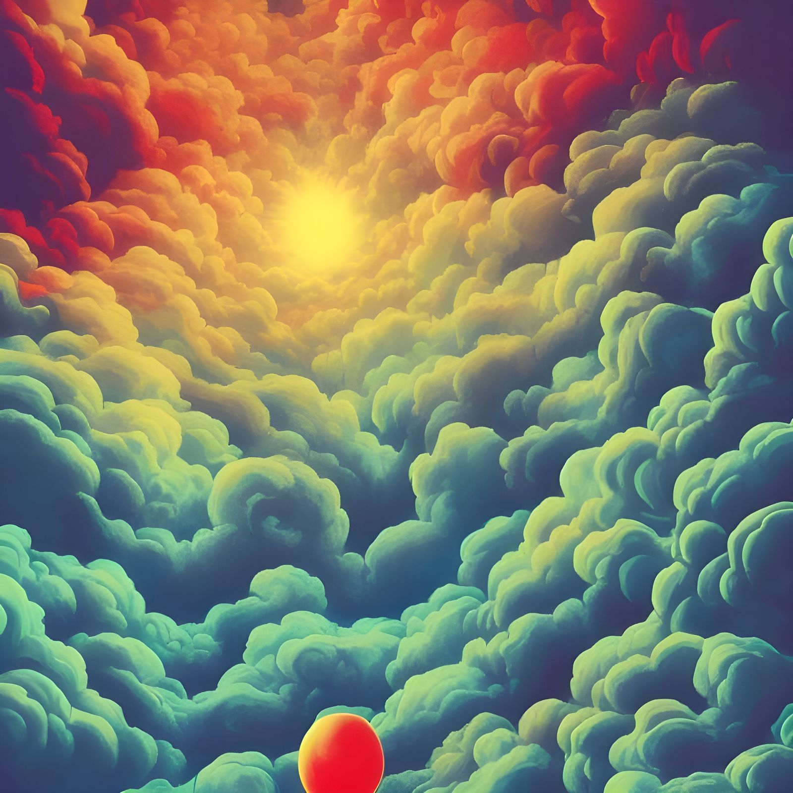 Surreal Cloudscape Inspired by Escher and Seuss