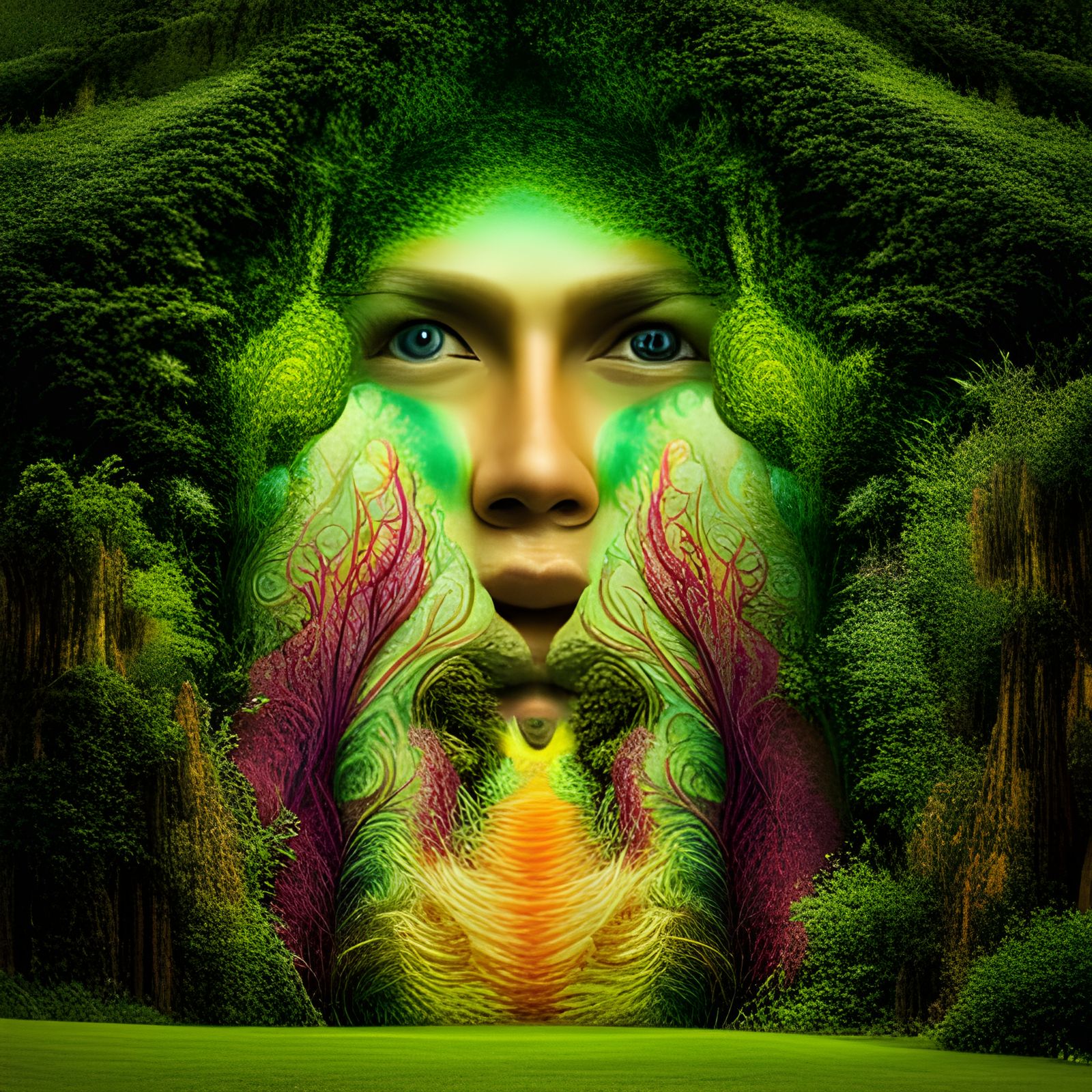 Optical Illusion: Faces Hidden in Colorful Nature