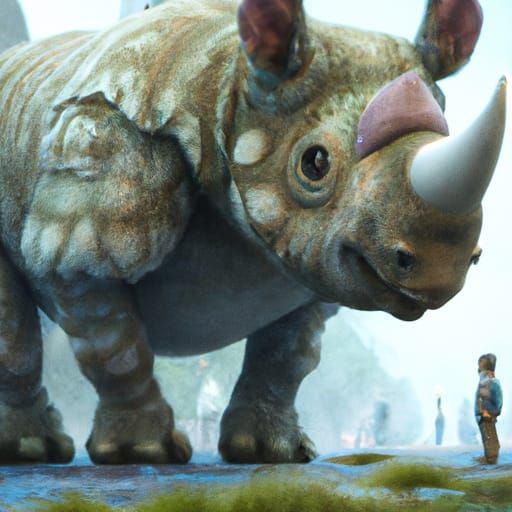 Detailed Woolly Rhinoceros Matte Painting