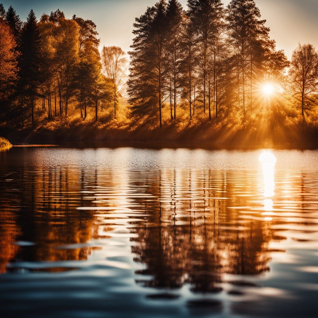 Serene Landscape with Reflections in a Vibrant Lake
