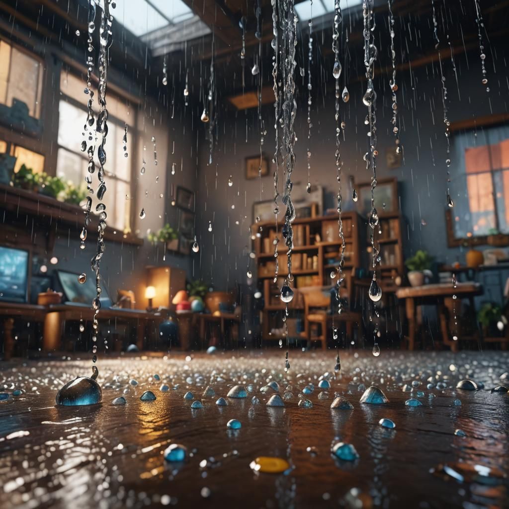 Dancing Raindrops: Detailed Matte Painting in Deep Color