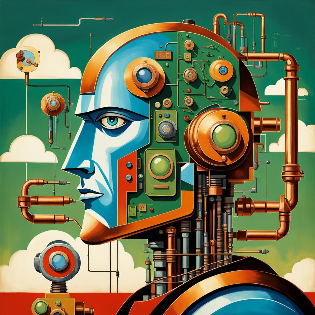 Art Deco Cyborg Robot in 1930s Style