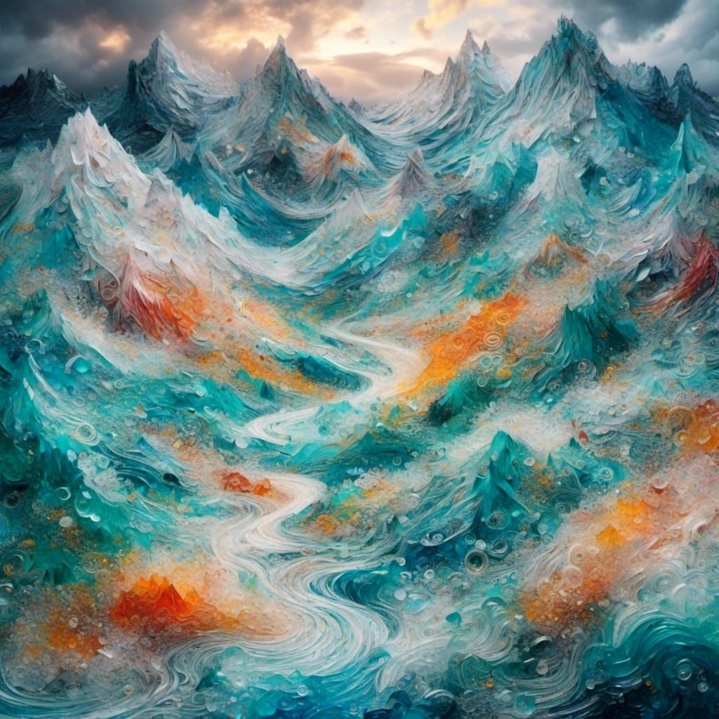 Abstract Sand Painting of a Mountain Thunderstorm