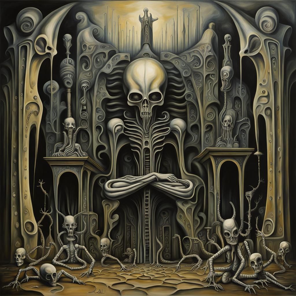 Surreal Temple of Cruelty in Giger Style