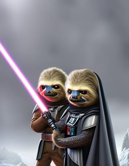 Sloths as Star Wars Characters: Detailed Digital Art