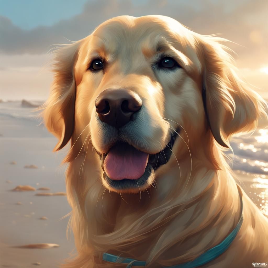 Golden Retriever Portrait with Dynamic Lighting