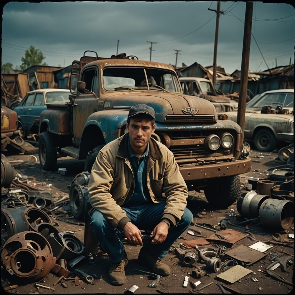 Vintage Auto-Zone: A Cinematic Film Still