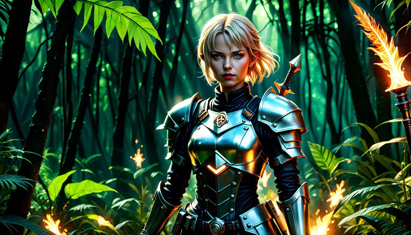 Nuclearpunk Jeanne d'Arc in Dark Jungle