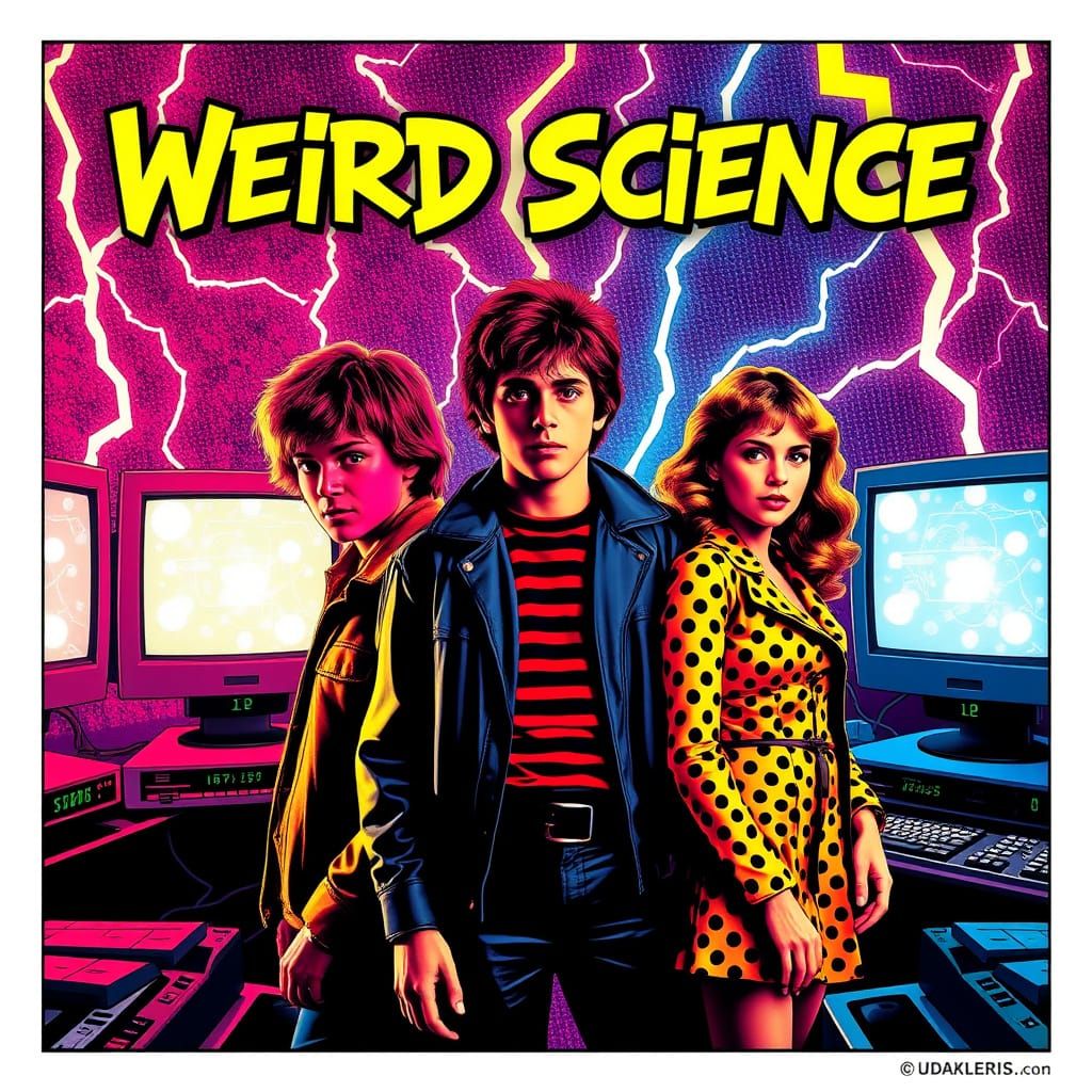 Weird Science Movie Poster in Pop-Art Comic Style