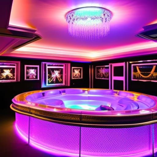 Blacklight Nightclub with Jacuzzi: Detailed AI Image