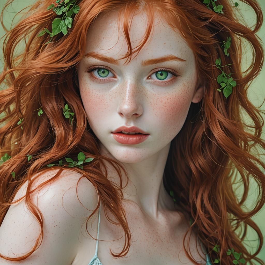 Portrait of a Redhead with Milky Skin